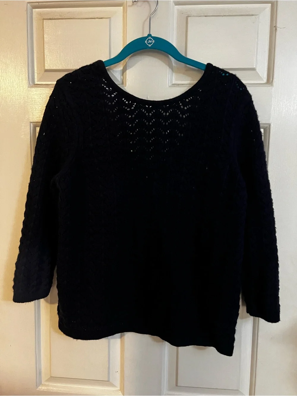 Boden Black Openwork Deep Back Crewneck Sweater - Picture 1 of 11